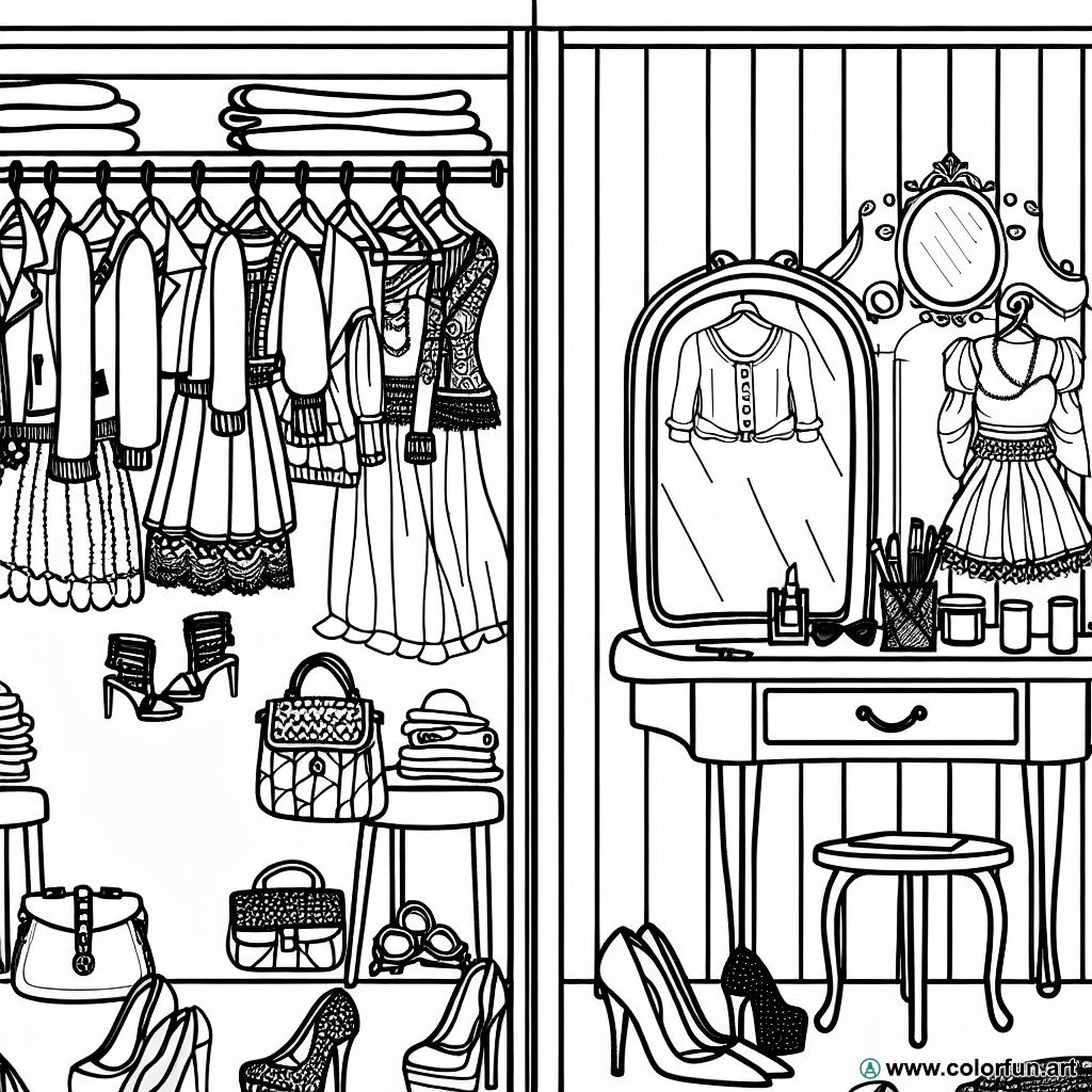 coloring page clothes fashion