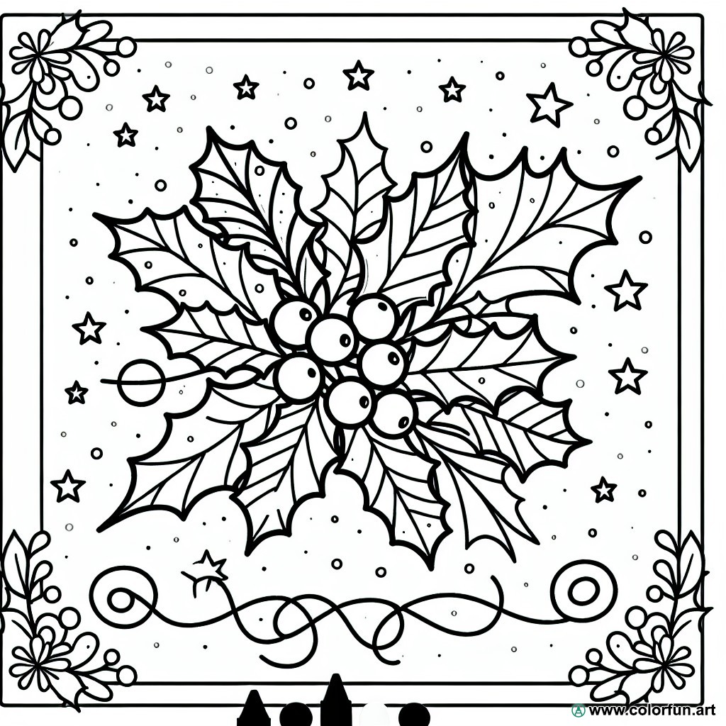 traditional holly coloring page