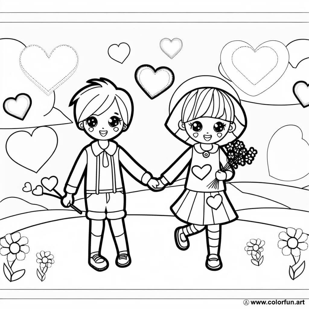 coloring page valentine's day