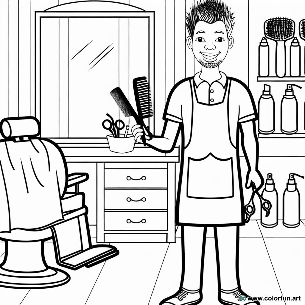coloring page professional hairdresser