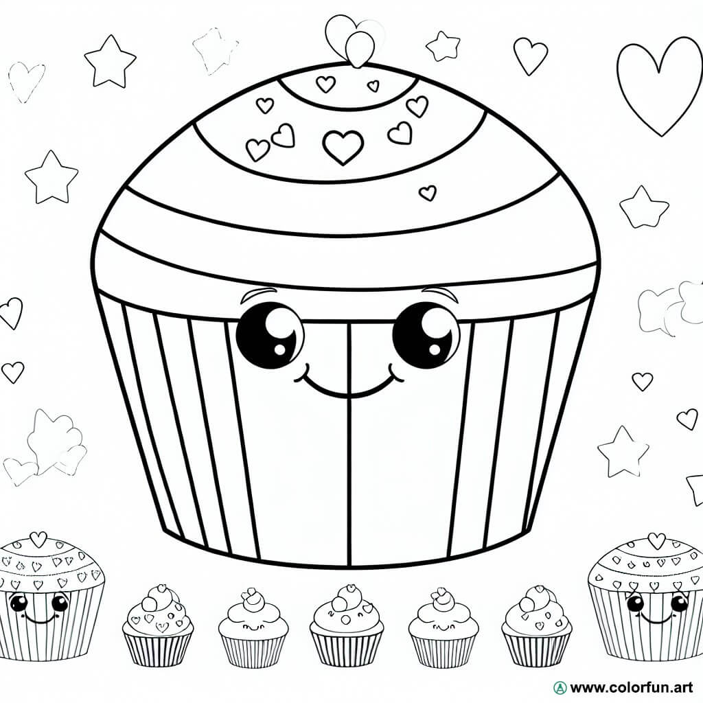 coloring page cute cupcakes
