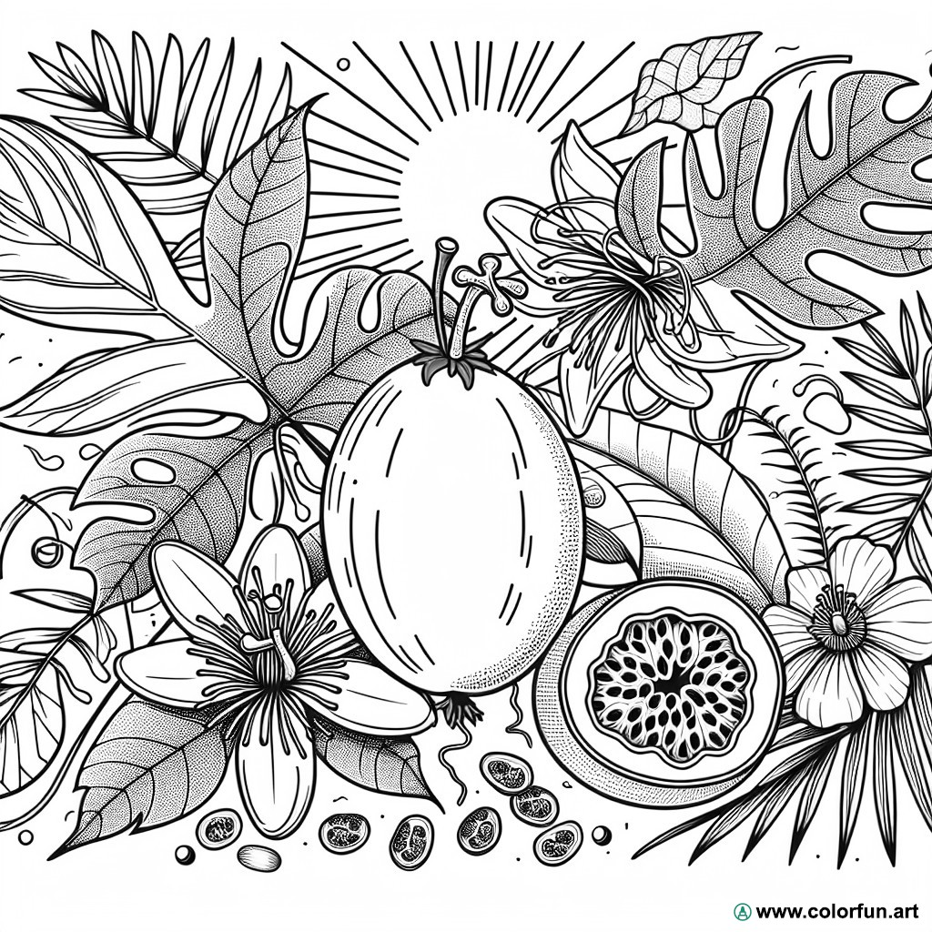 Passion fruit coloring page