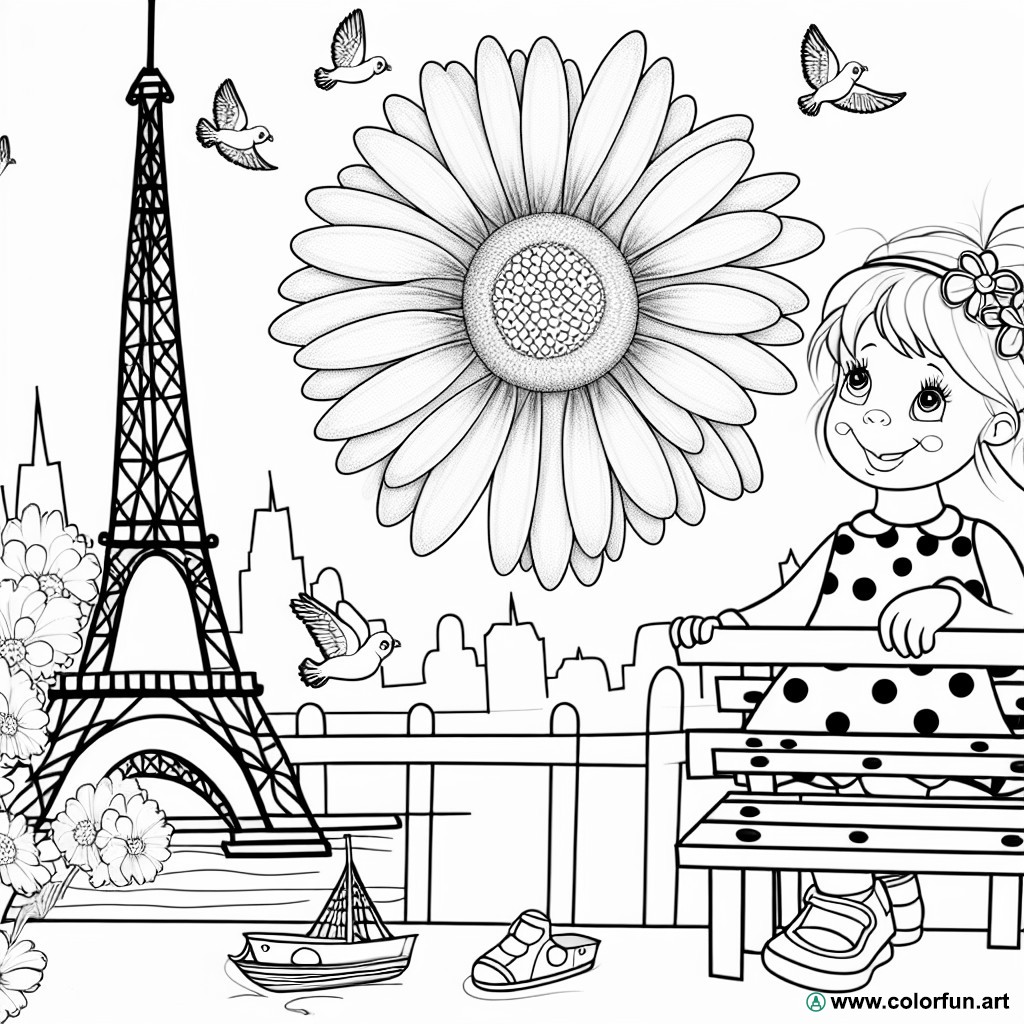 coloring page daisy in paris