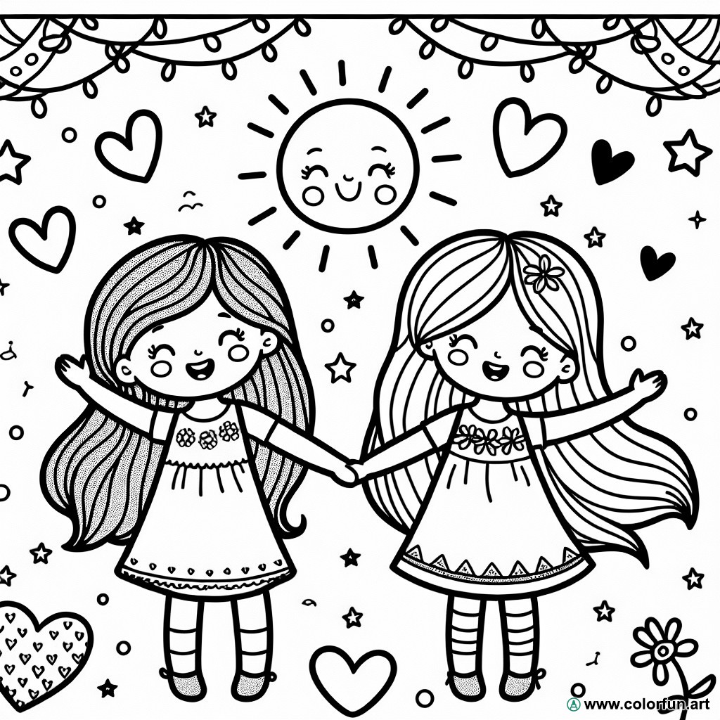 coloring page for her best friend