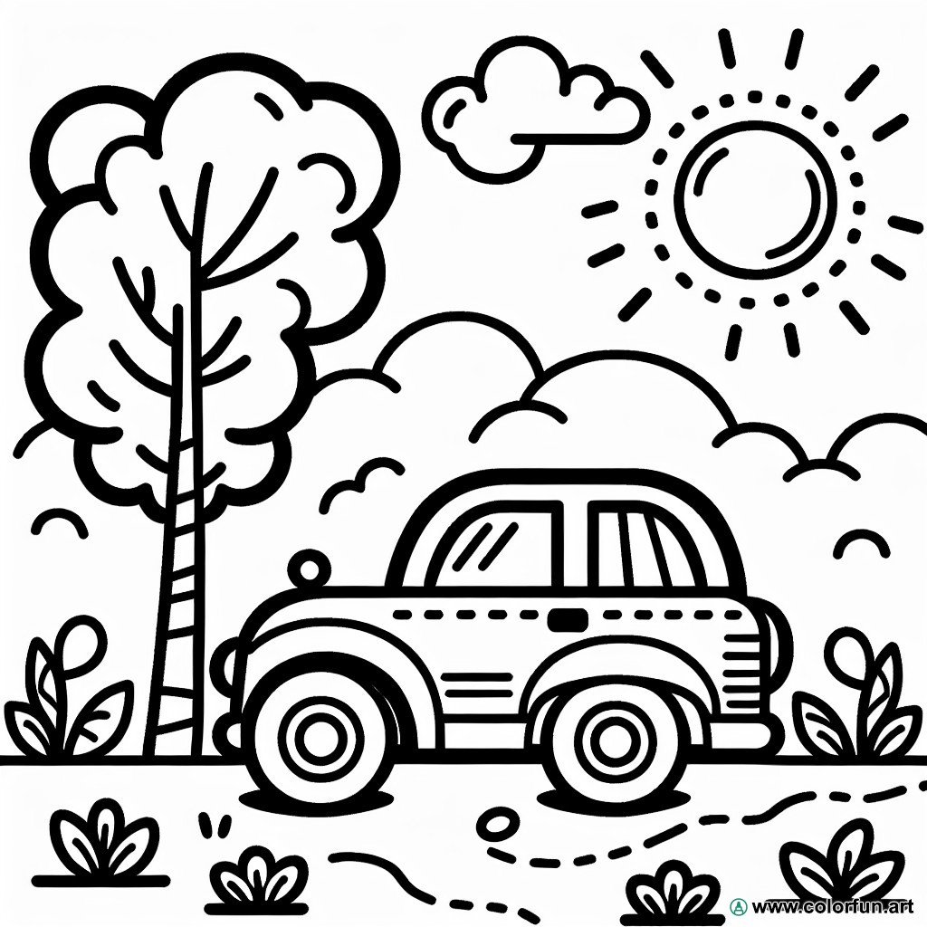 easy car coloring page