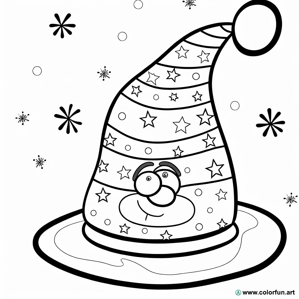 coloring page funny hat