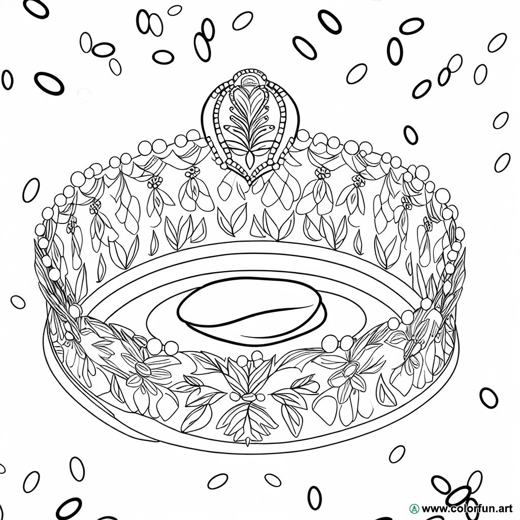 coloring page crown king cake