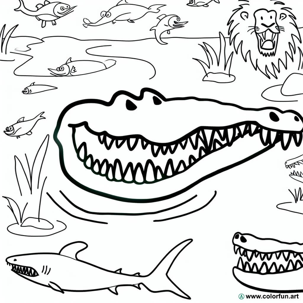 coloring page animal teeth