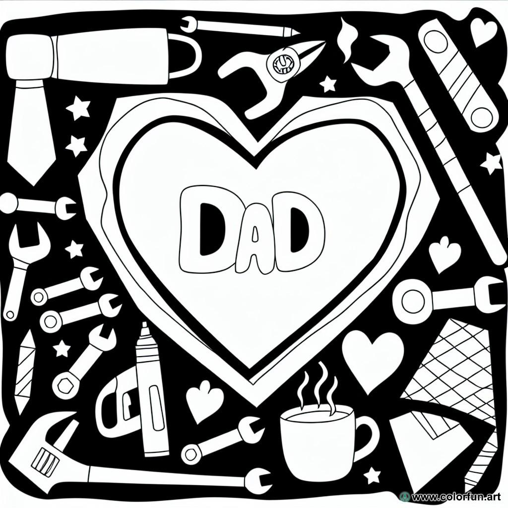 Father's Day coloring page for 1st grade