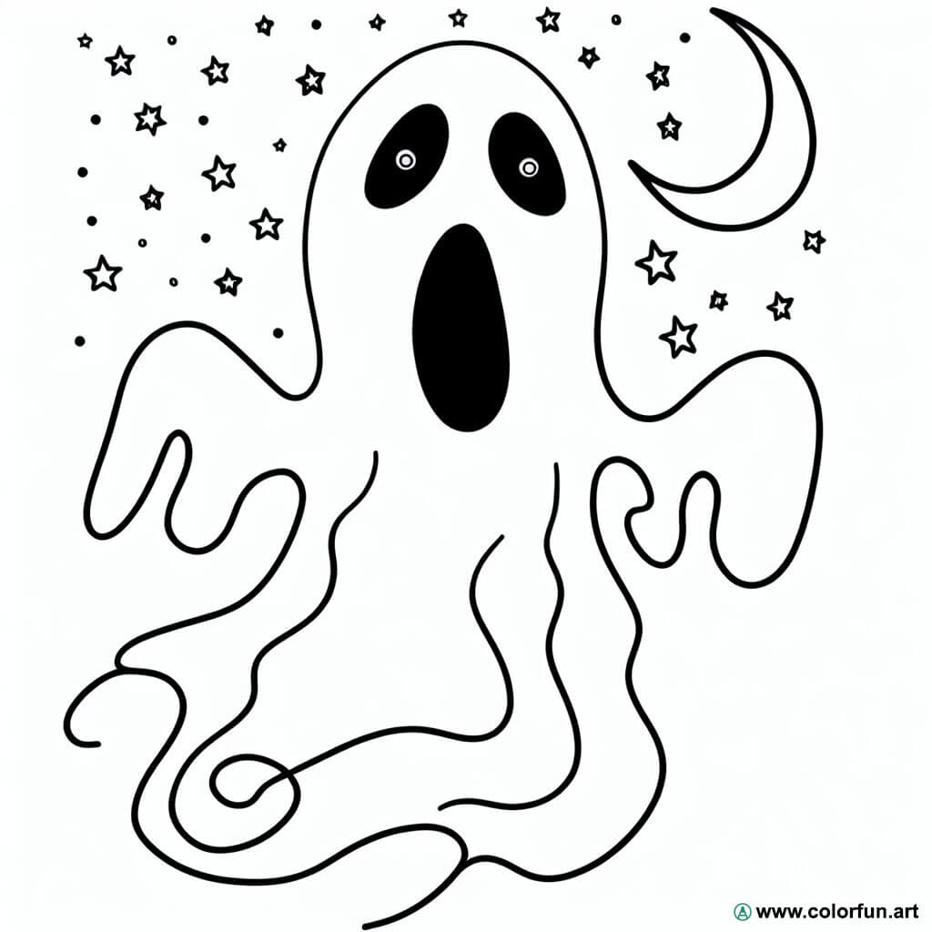 coloring page halloween terrifying ghost