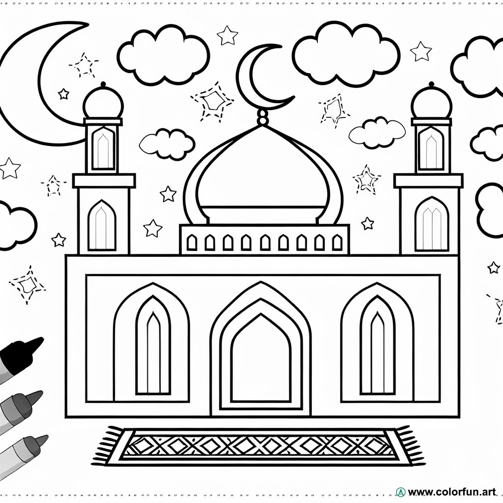 Islamic faceless coloring page