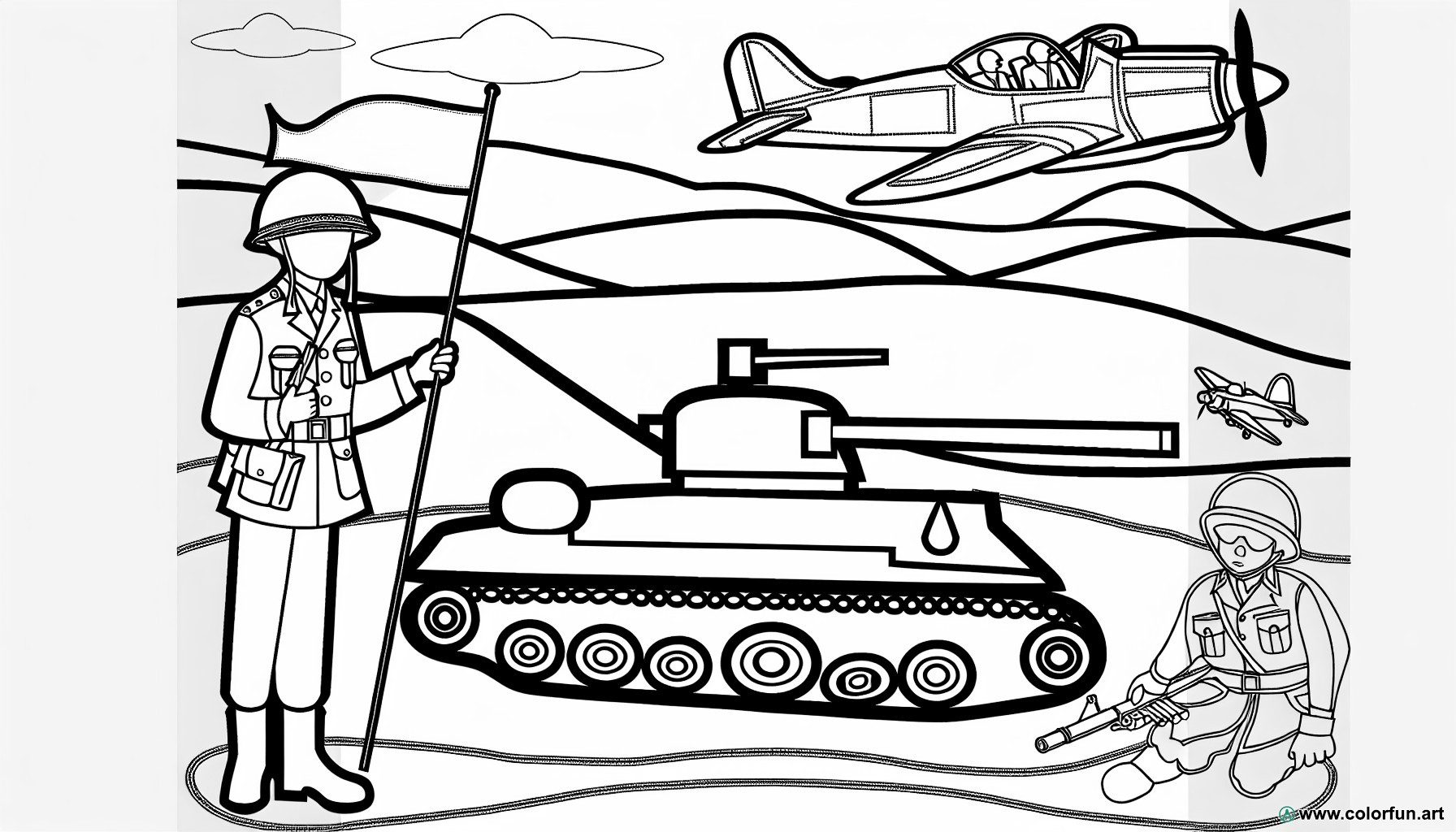 Military soldier coloring page