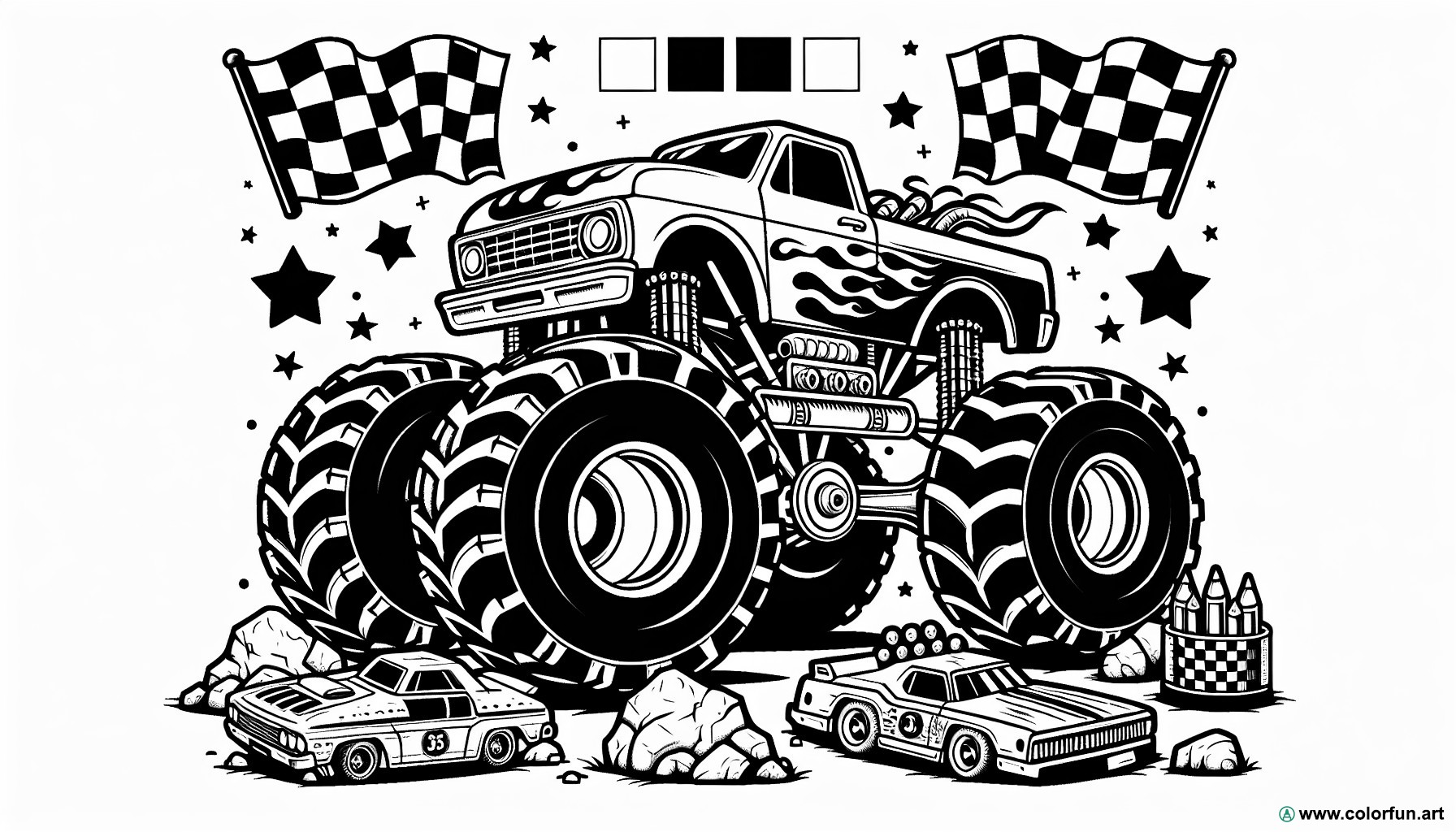 coloring page monster truck hot wheels