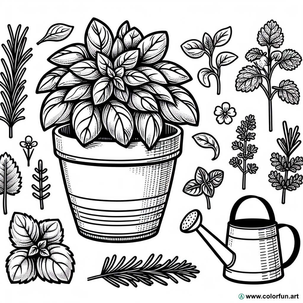 coloring page aromatic plants