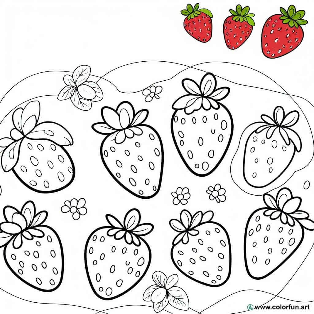 ```html
coloring page cute strawberries
```