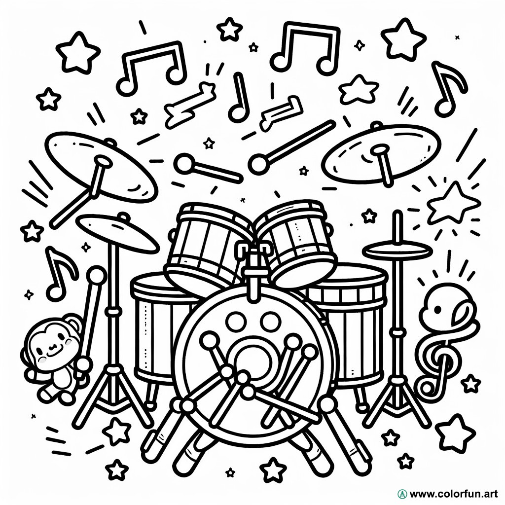 coloring page musical instrument drums
