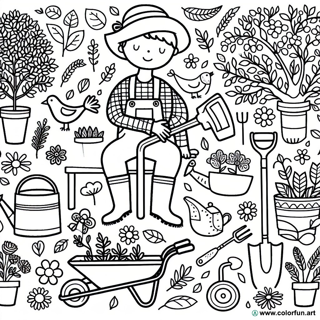 coloring page easy garden