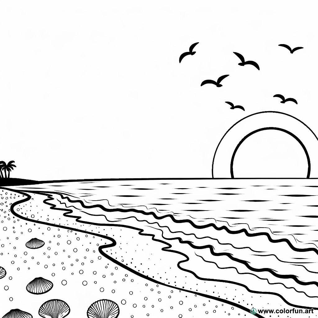 ```html
coloring page sea sunset
```