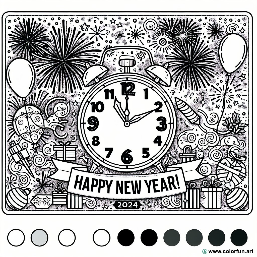 new year 2024 coloring page