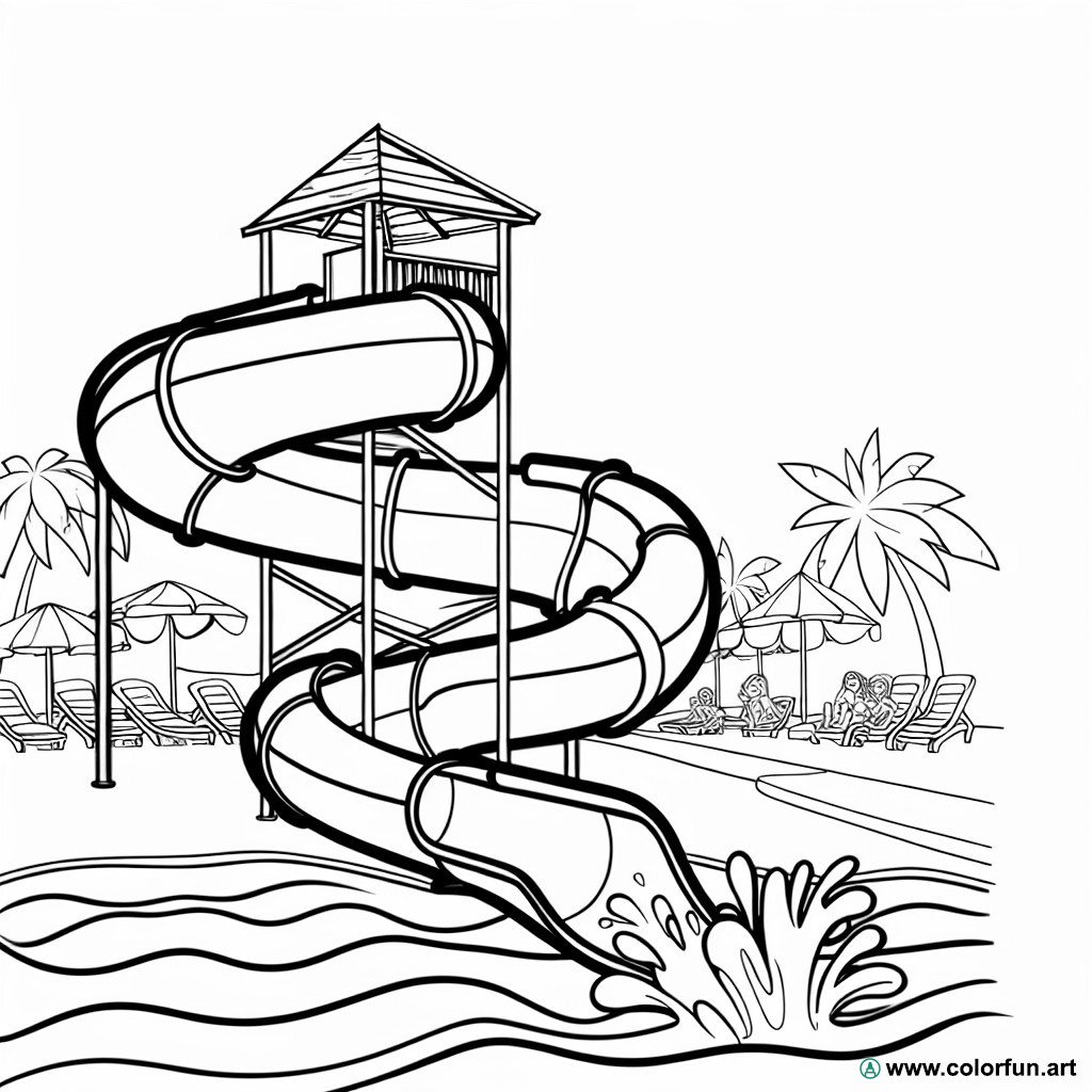 coloring page water park slide