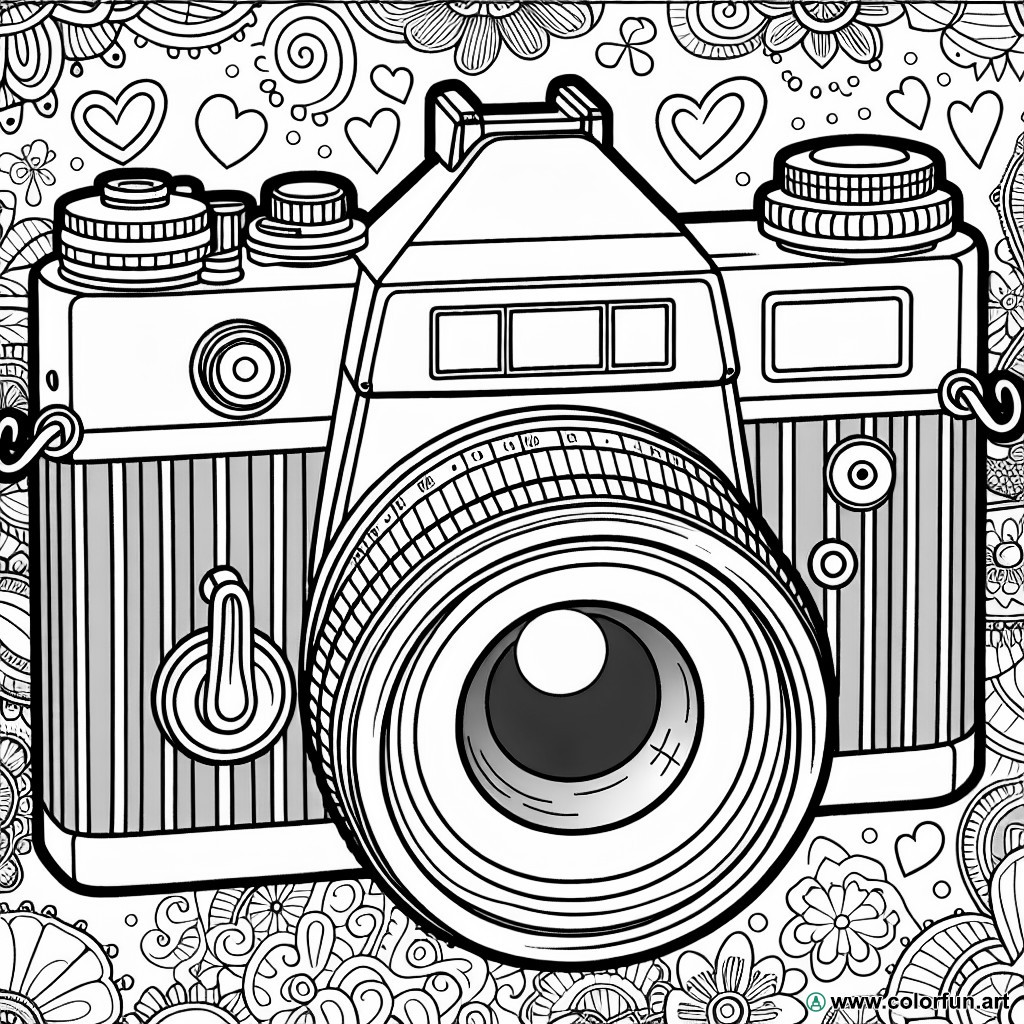 coloring page old camera