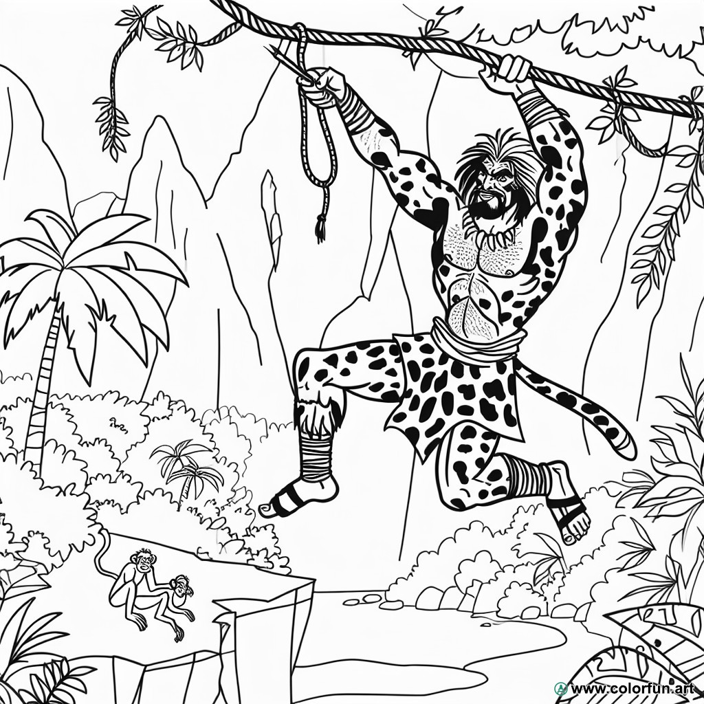 coloring page adventure tarzan