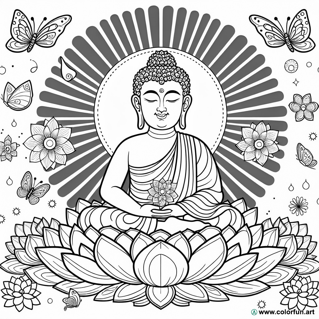coloring page buddha lotus