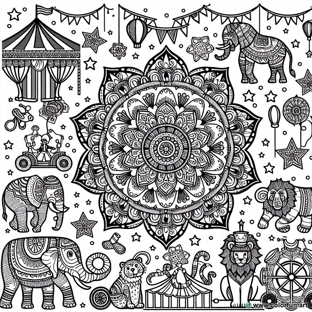 circus mandala coloring page