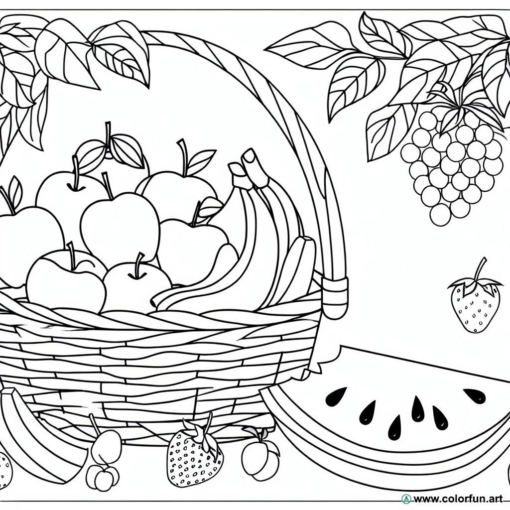 coloring page summer fruits