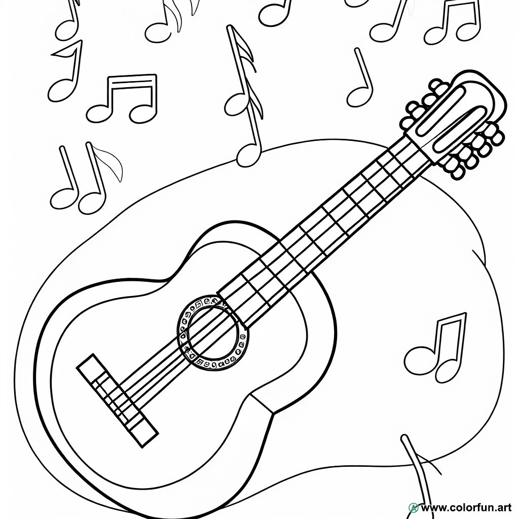 Classical guitar coloring page