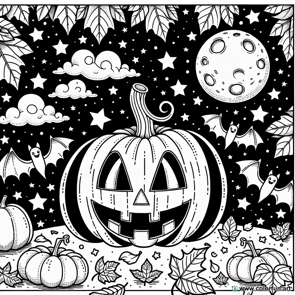 Simple Halloween coloring page for adults.
