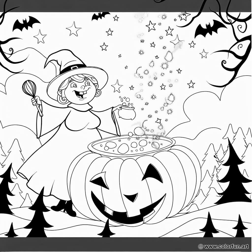 coloring page magic halloween