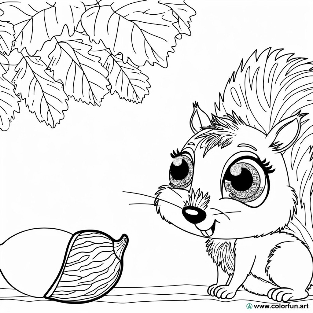 coloring page hazelnut squirrel