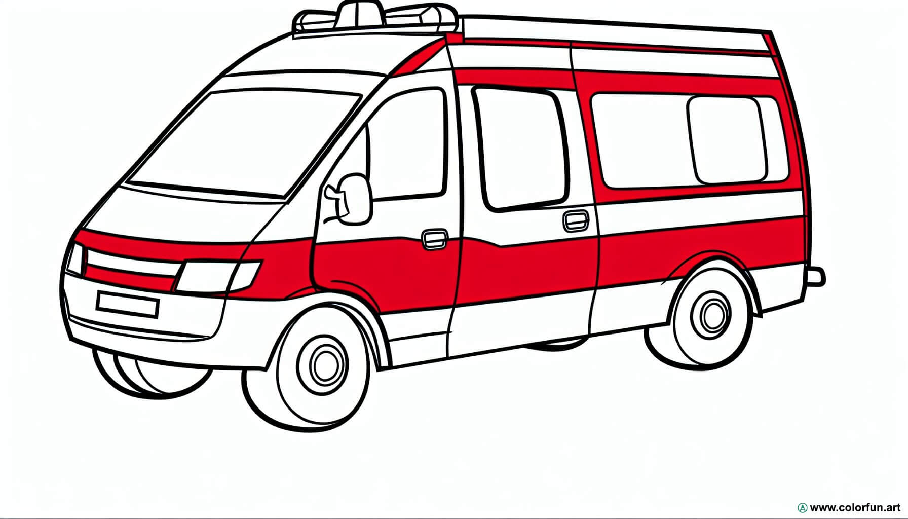 coloring page red ambulance