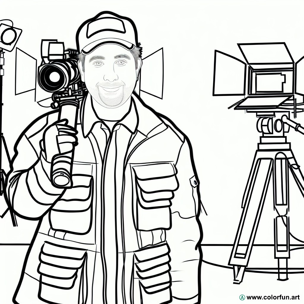 coloring page professional cameraman