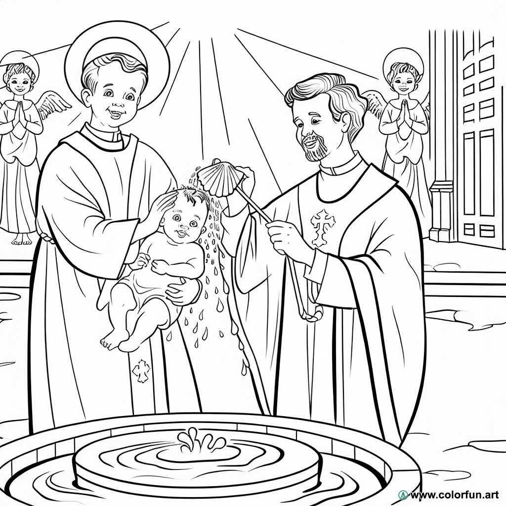 coloring page christian baptism