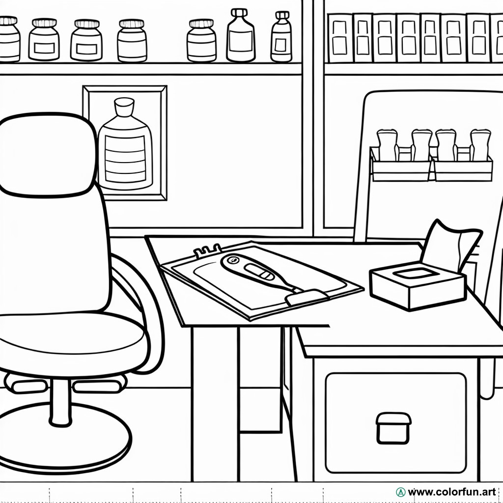 coloring page doctor clinic