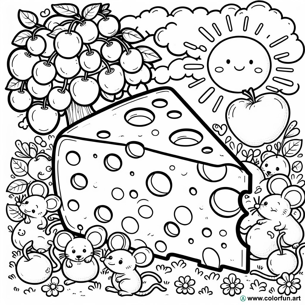 Original cheese coloring page