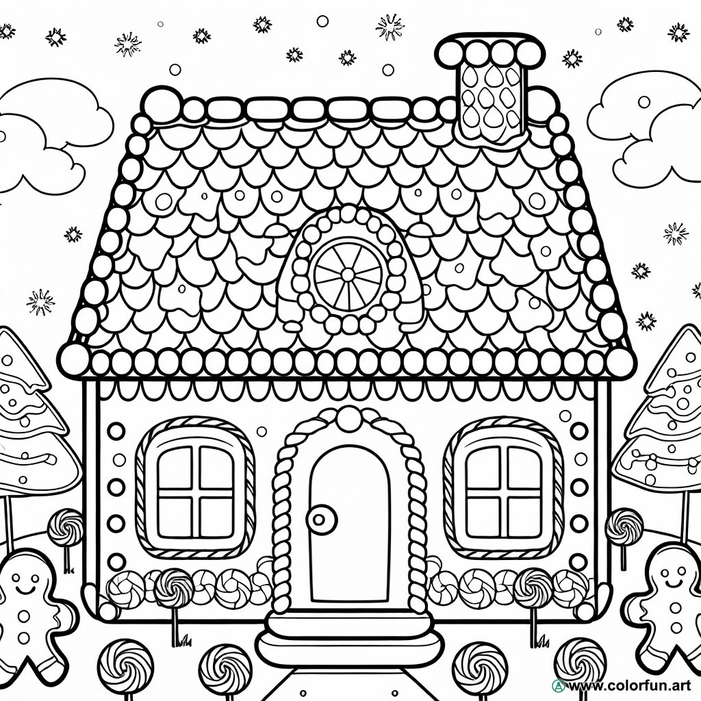 Gingerbread house coloring page
