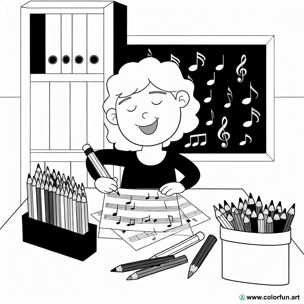 coloring page music sheets