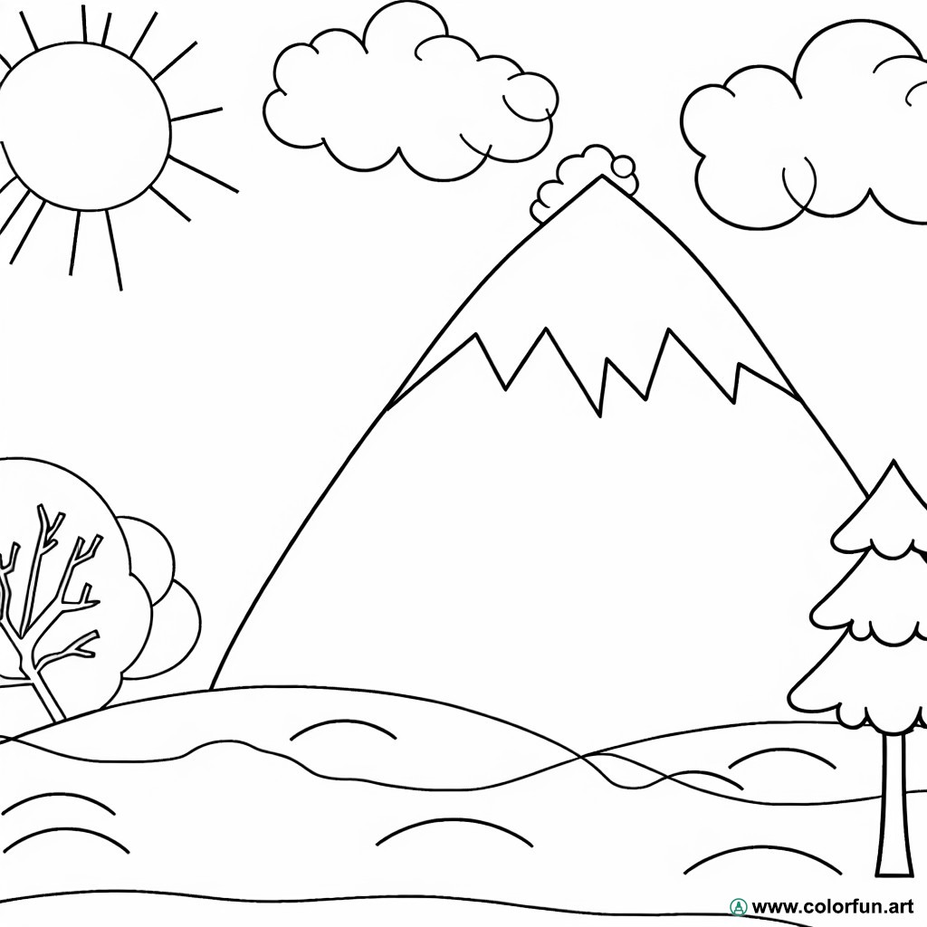 easy landscape coloring page