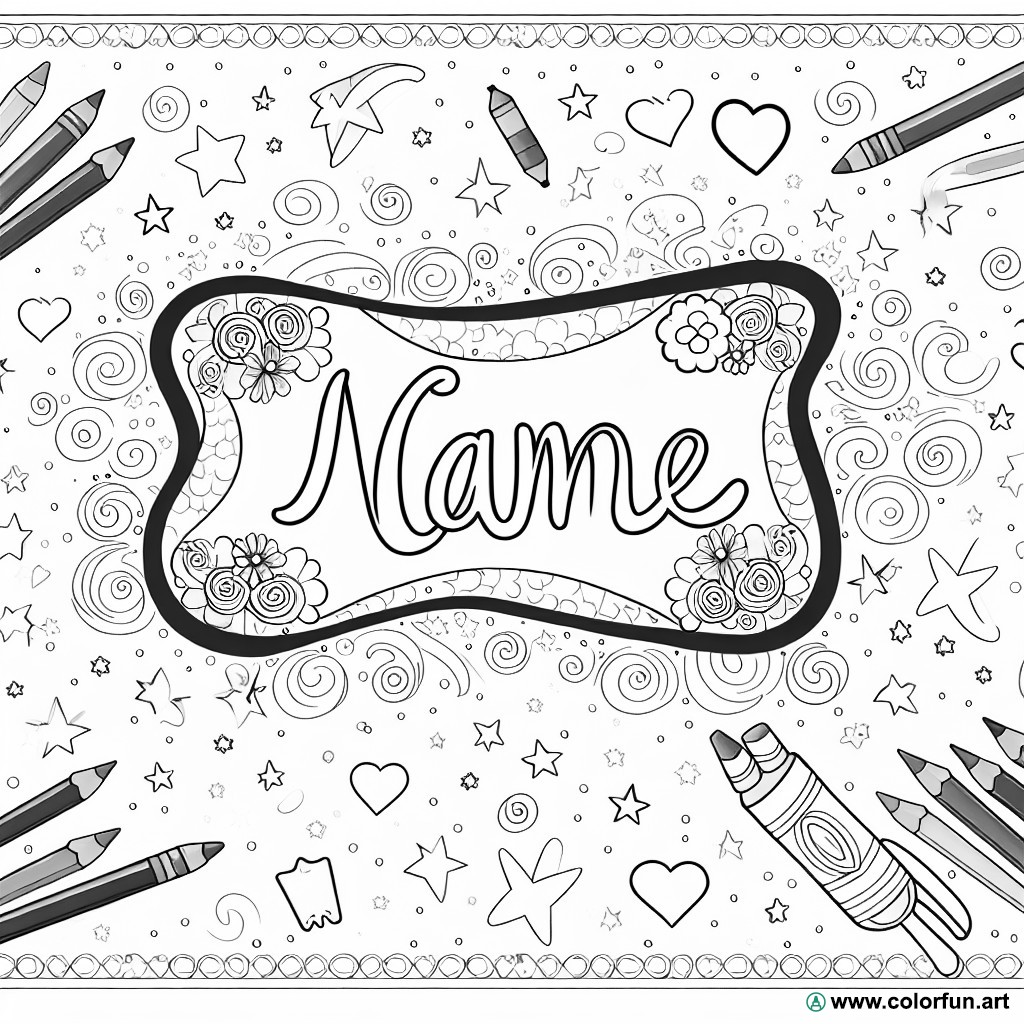 adult first name coloring page