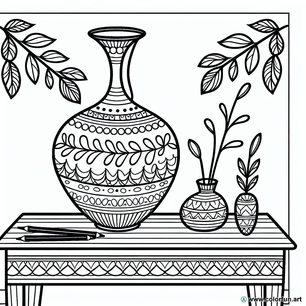 coloring page vase without flower