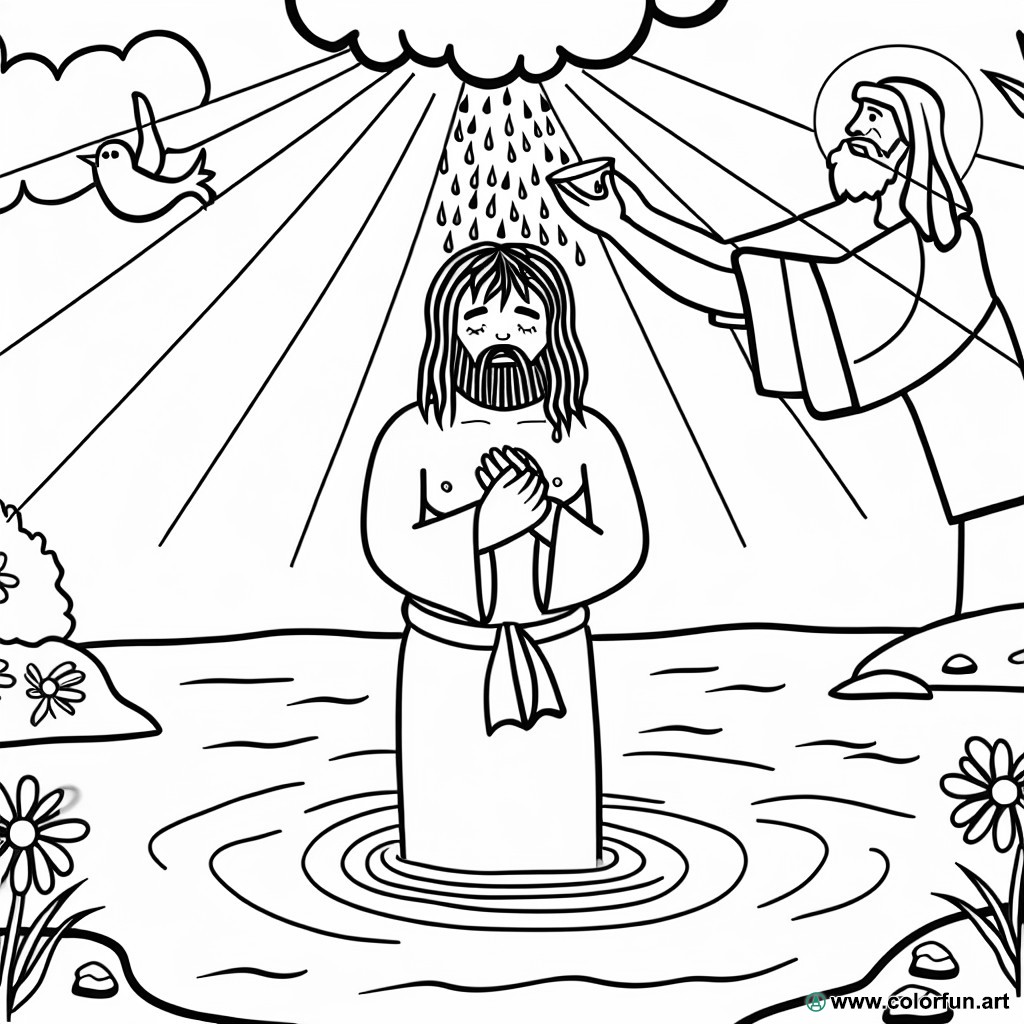 Jesus baptism coloring page