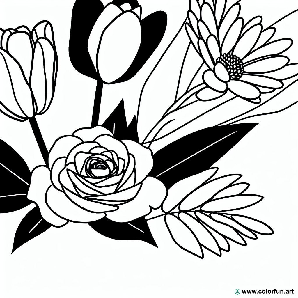 coloring page flowery bouquet