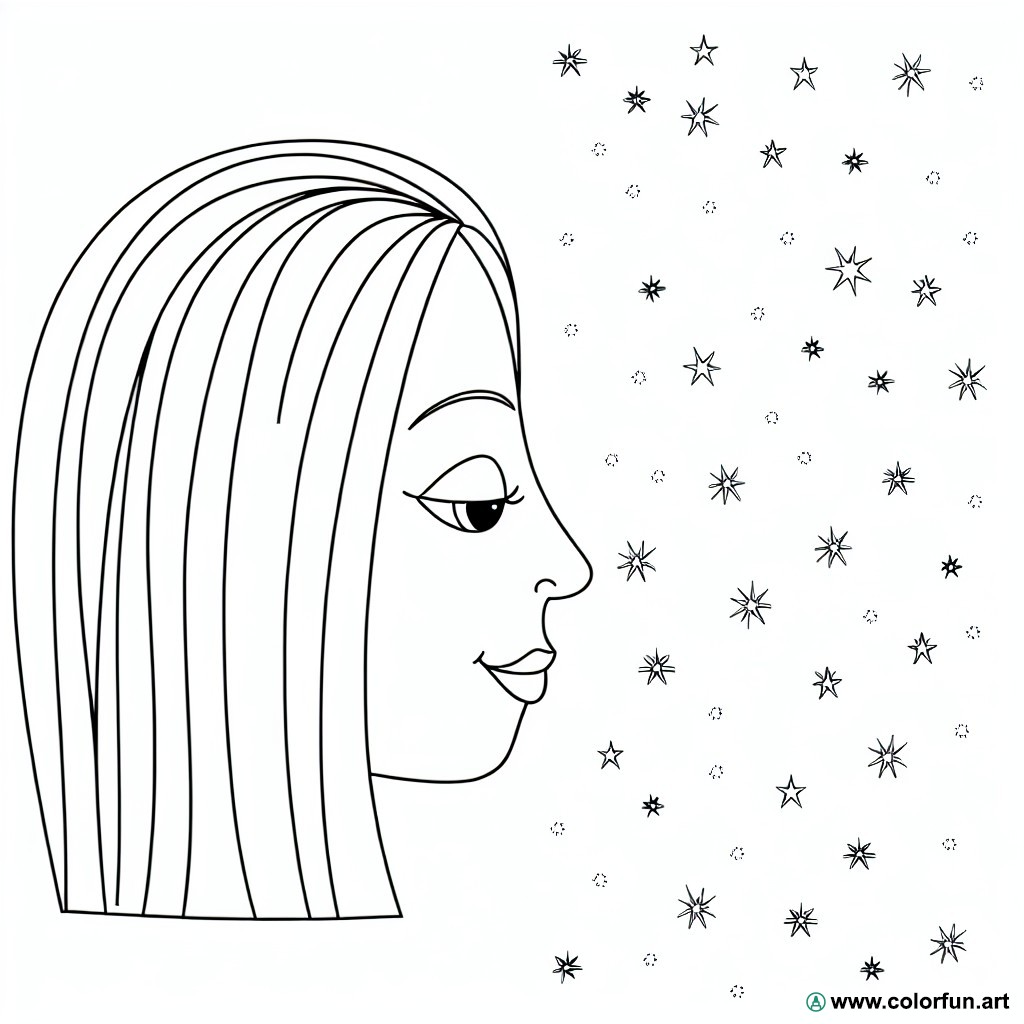 Coloring page smooth hair