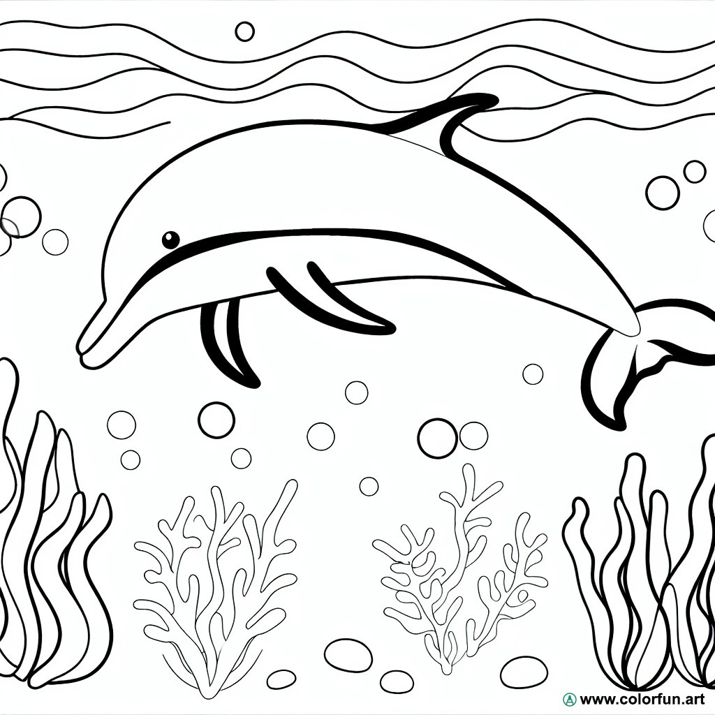 underwater dolphin coloring page