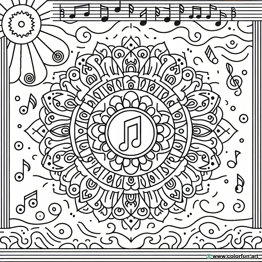 mandala music note coloring page