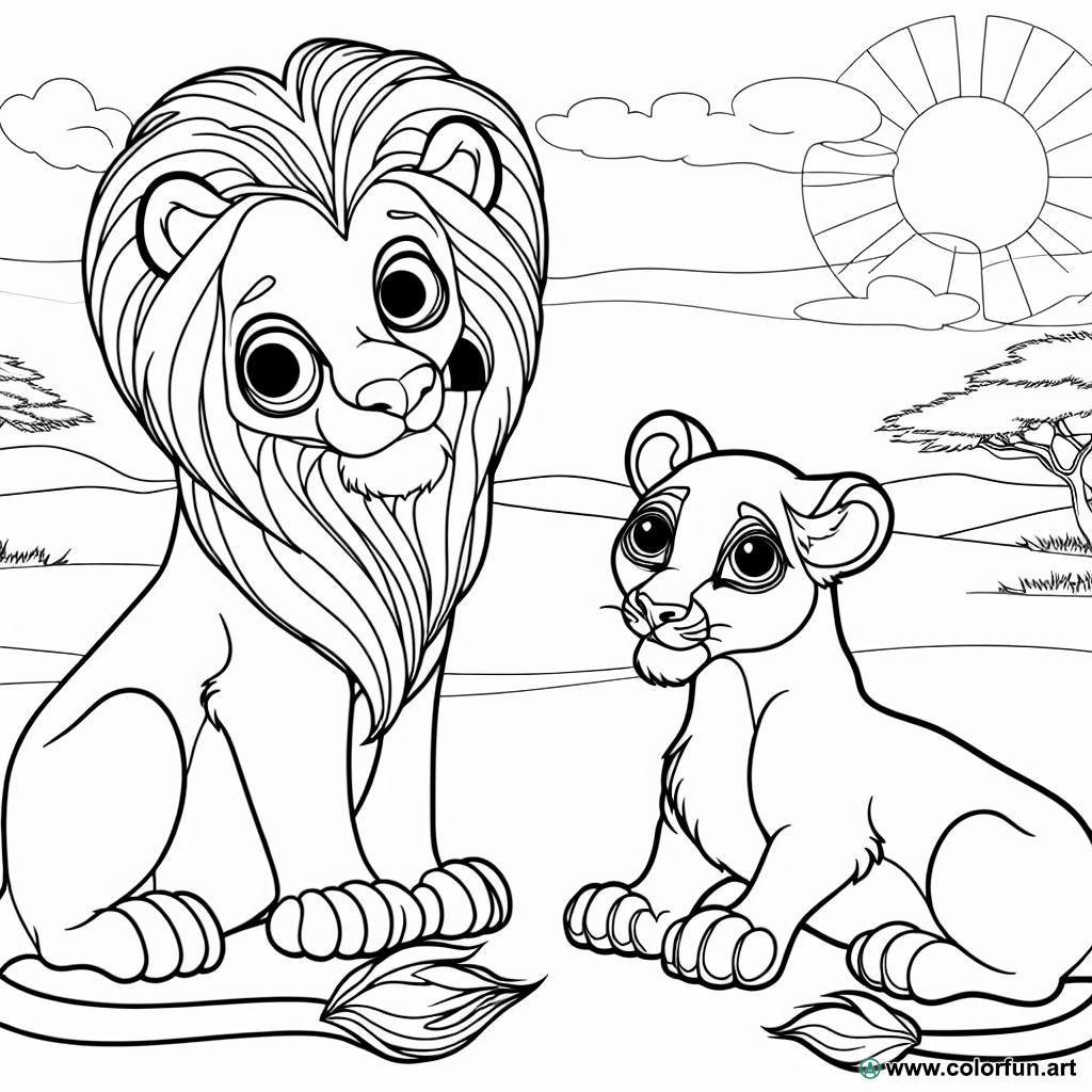 Simba and Nala coloring page