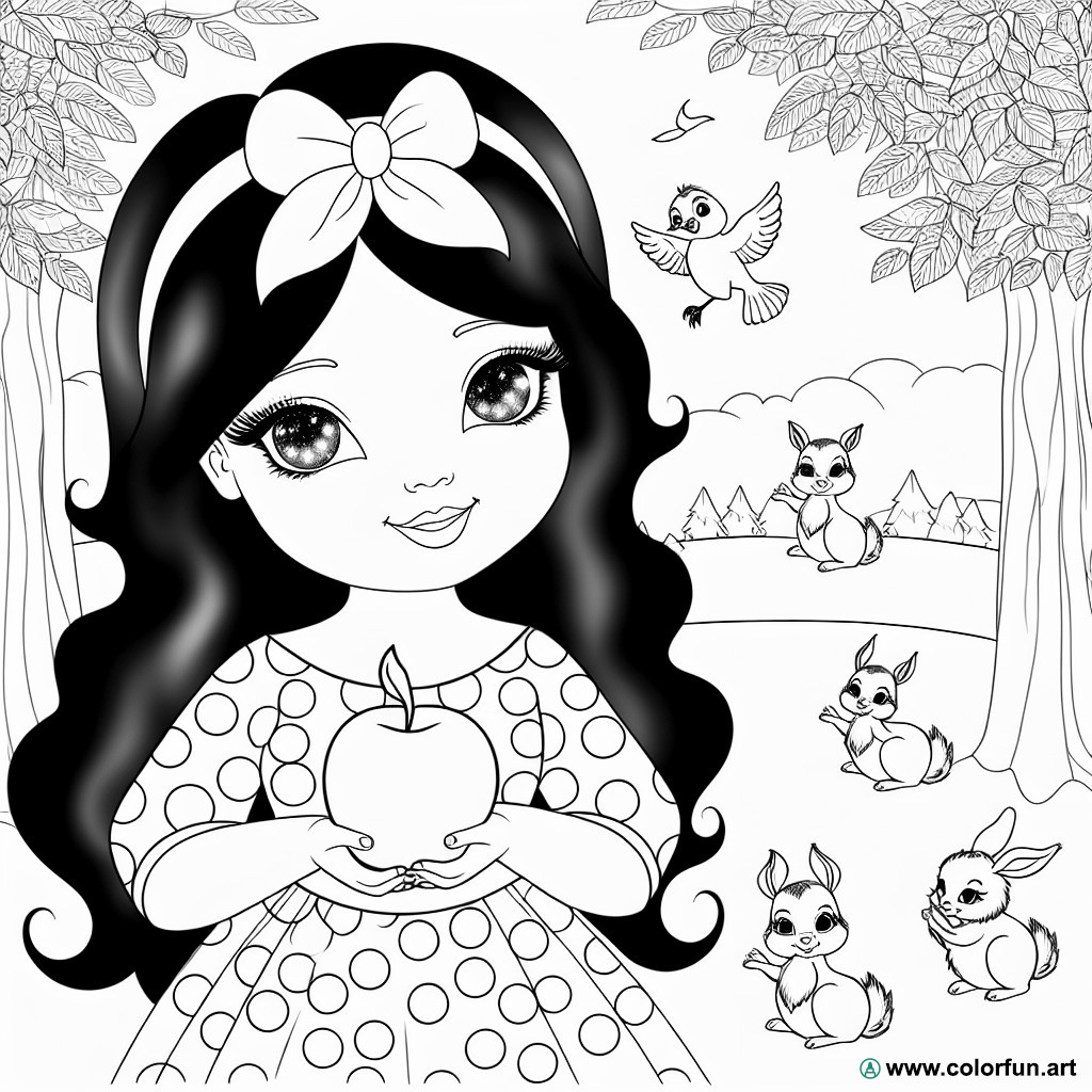 Snow White apple coloring page